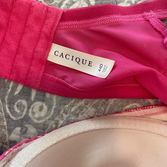 Cacique 44D Lightly Lined Balconette Bra lacy Pink plus size - Picture 4 of 5